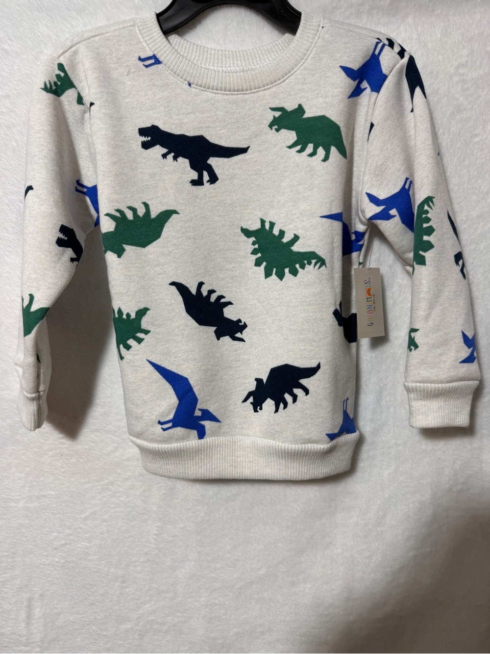 Gymboree Cream Sweatshirt with Blue & Green Dinosaur Print